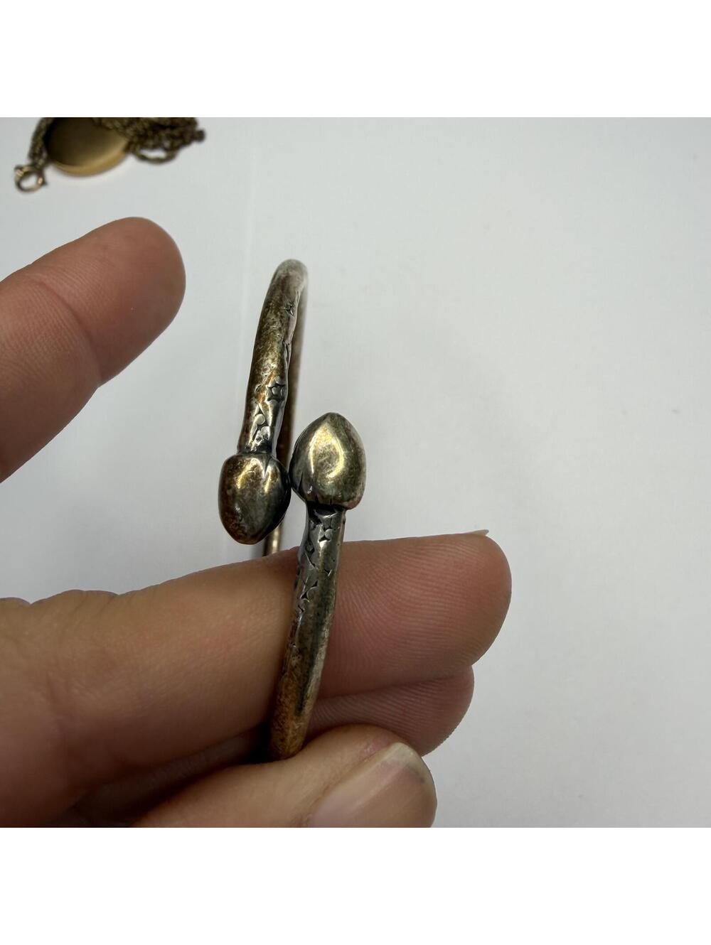 Snake head sterling bangle vintage/antique - Picture 2 of 5